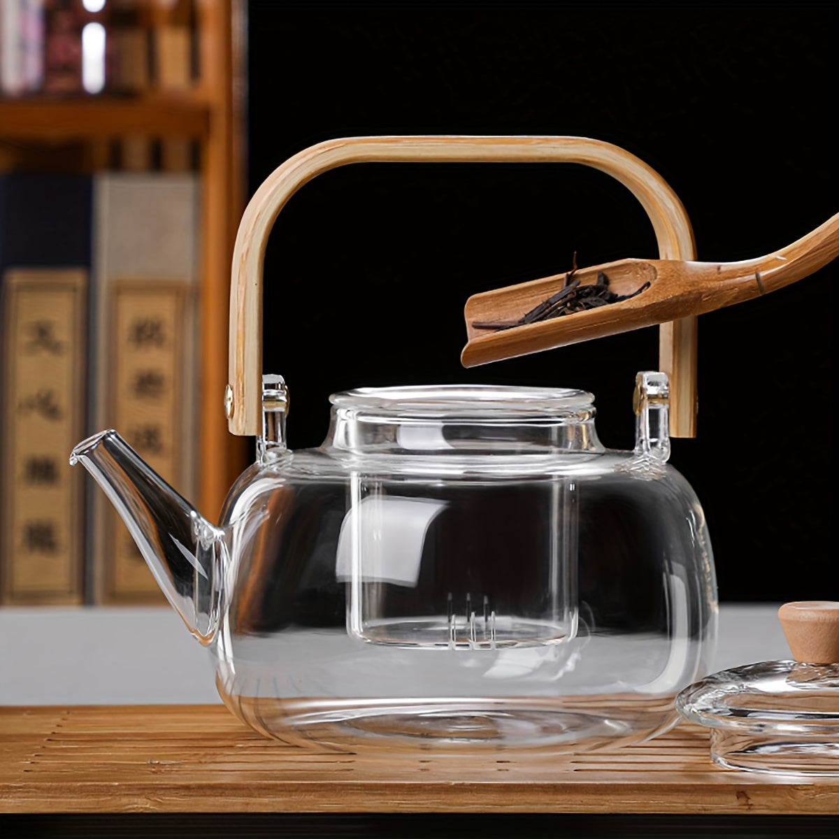 Glass Teapot with Removable Infuser 1000ml 33.81oz High Borosilicate Stovetop Safe for Open Flame & Electric Cooktop Loose Leaf & Herbal Tea Transparent