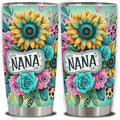 One Nana Tumbler Stainless Steel 20oz - Petal Floral Design Insulated Cup with Lid, Double Wall Vacuum Travel Mug for Hot & Cold Drinks, Gift for Mom Grandma Sister Office Camping