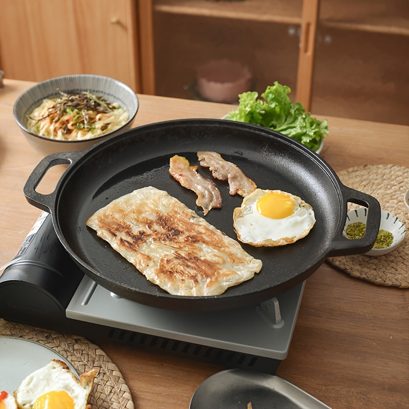 Cast Iron Pizza Pan 6-Piece Set – 11-Inch Pre-Seasoned Griddle for Oven, Stovetop, Grill & Campfire | Multi-Purpose Round Cast Iron Baking Pan for Pizza, Bread & More
