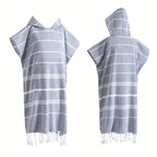 Hooded Surf Poncho Wearable Beach Towel Quick Dry Cotton Changing Robe Sandproof Lightweight for Swimming Diving Surfing Beach Bathing S L Multi Colors