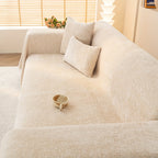 Chenille Sofa Cover with Tassels - Ultra Soft Thick Pet Friendly Couch Slipcover Solid Color 2 3 4 Seater Living Room Decor