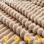 Faux Rabbit Fur Throw Blanket Ultra Soft Fluffy Striped Plush Blanket for Couch Bed Sofa Luxury Warm Winter Blanket Pink Light Brown