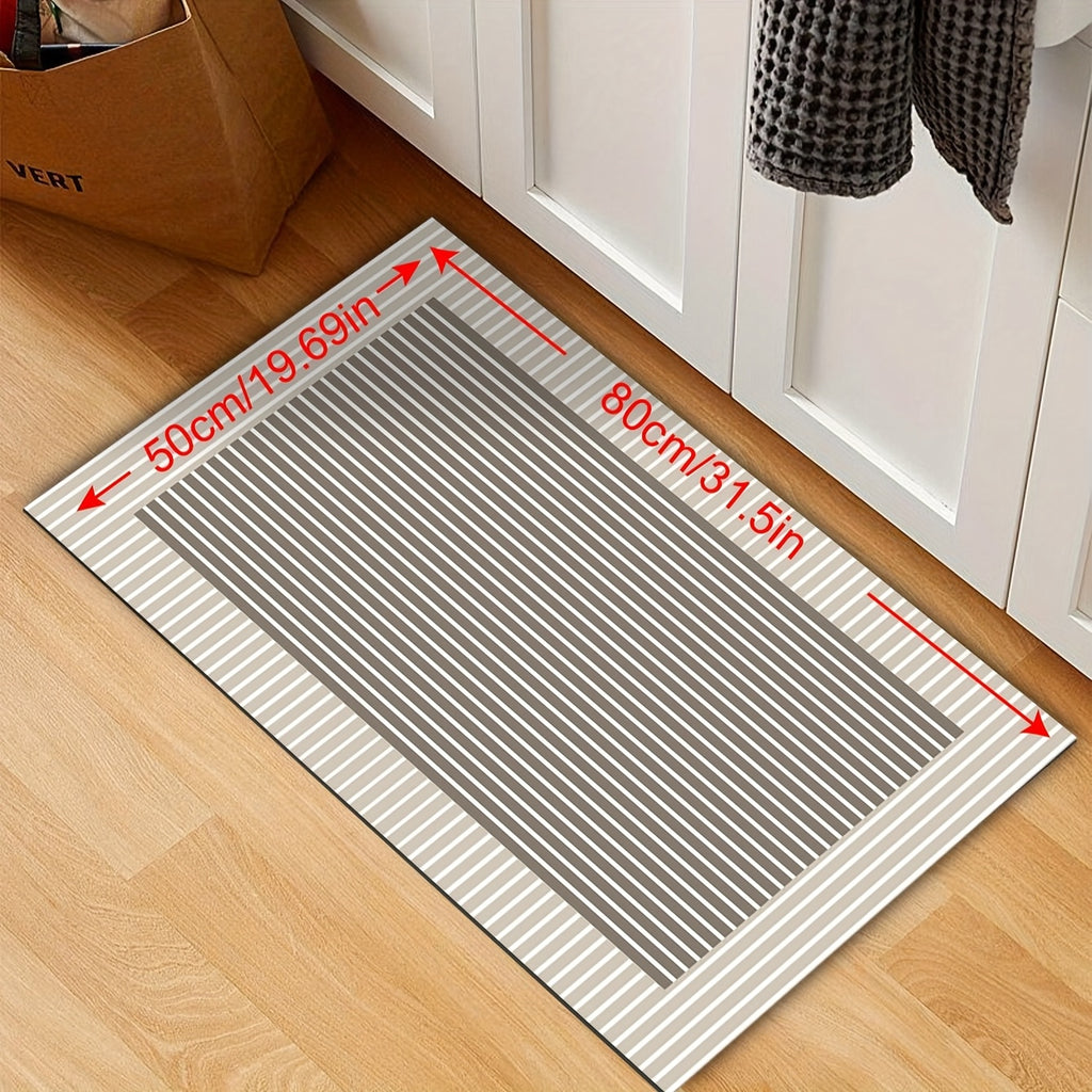 Nordic Style Kitchen Mat Thickened Absorbent Non-Slip Rubber Backing Floral Beige Brown 2 Sizes – Durable High Traffic Floor Mat