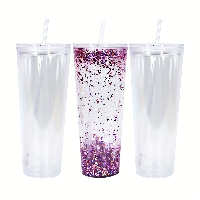 Snow Globe Tumbler 25-Pack 24oz Double Wall Clear Acrylic Cup with Pre-Drilled Hole & Plug - Reusable Plastic Snow Globe Cups for DIY Crafts, Drinking Water Juice, Party Bulk