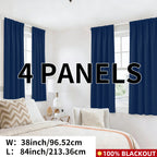Blackout Curtains Rod Pocket 4-Panel Solid Color Lightweight Matte Drapes | 100% Light Blocking Window Curtains for Bedroom Living Room, 9 Colors 5 Sizes