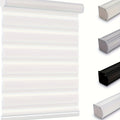 Cordless Zebra Blinds Custom Width Gradient Roller Shades | Double-Layer Fabric Room Darkening Window Treatment for Bedroom Living Room Office, 4 Colors