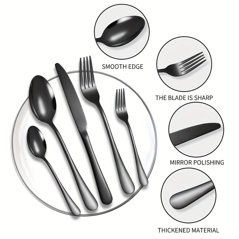 30-Piece Deluxe Golden Stainless Steel Flatware Set with Wooden Gift Box – Mirror Polished Knives, Forks & Spoons for 6 | Wedding, Business & Celebration Gift