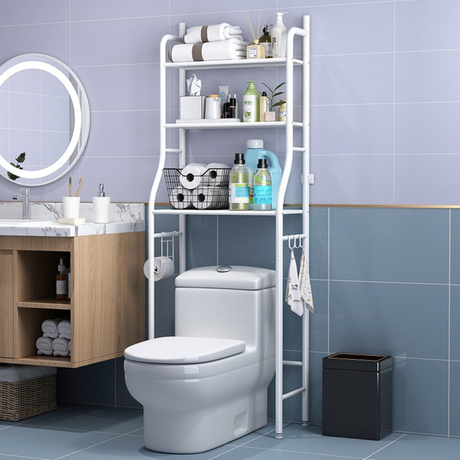 Over Toilet Storage Rack Metal Bathroom Organizer with Toilet Paper Holder and Hook Space Saving Above Toilet Shelf for Bathroom Laundry Room 3 or 4 Tier