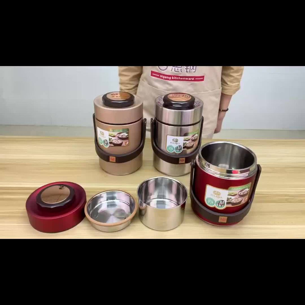 Insulated Lunch Box 3-Layer 304 Stainless Steel Vacuum Thermos Food Jar - 67oz Large Capacity Leakproof Bento Box Keeps Warm 6 Hours, Wide Mouth, for Office Work Travel Picnic Outdoor Meals