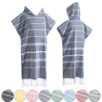 Hooded Surf Poncho Wearable Beach Towel Quick Dry Cotton Changing Robe Sandproof Lightweight for Swimming Diving Surfing Beach Bathing S L Multi Colors