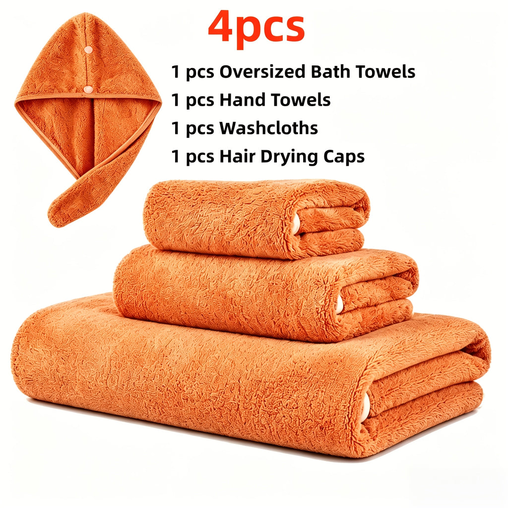 Microfiber Bath Towel Set 4 or 8 Piece – Extra Large 71×35” Ultra-Soft Quick Dry – Includes Bath Towel, Hand Towels, Washcloths & Hair Drying Cap for Bathroom, Hotel & Gym