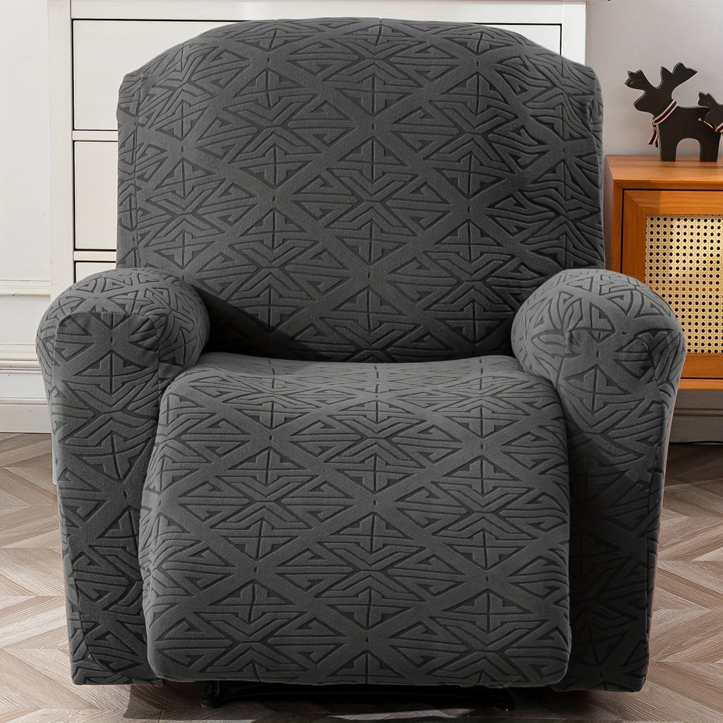 Stretch Recliner Chair Covers 4-Piece Set Non-Slip Elastic Bottom Slipcovers for Reclining Chair – 92% Polyester Polar Fleece Furniture Protector for Living Room Pet Scratch Stain Protection