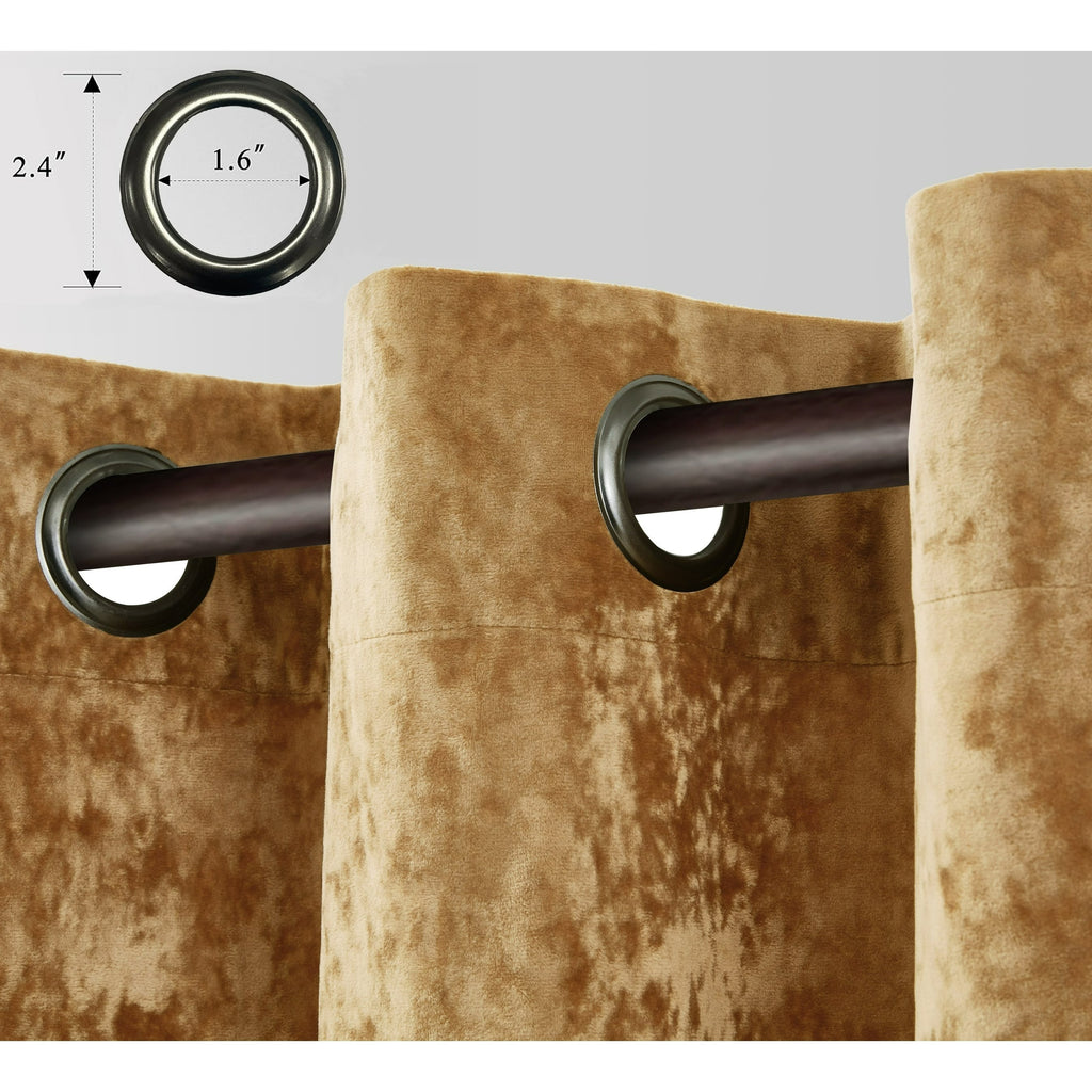 Luxury Distressed Crushed Velvet Curtains - 4-Piece Set (2 Panels + 2 Tiebacks), Grommet Top, Room Darkening | 10 Colors, 3 Sizes