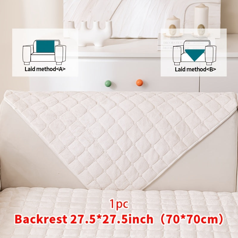 Short Plush Sofa Cover Soft Thick Pet Friendly All Season Sofa Protector Machine Washable for 1 2 3 4 Seater Living Room Bedroom Office Winter