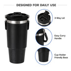 30oz Stainless Steel Insulated Tumbler 6-Pack with Handle, Lid & Straw – Double Wall Vacuum Travel Cups, Colorful Gift Set for Coffee, Cold Drinks & Daily Use | Black, Red, White & More