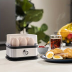 Rapid Egg Cooker 6 Egg Capacity Stainless Steel Electric Egg Boiler Hard Medium Soft Boiled Poacher Auto Shut-Off Alarm