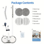 Electric Cordless Spin Mop Dual Motor 150RPM with LED Headlight Water Spray Tank Floor Cleaner for Hardwood Tile Marble Quiet Rechargeable Waxing Scrubber
