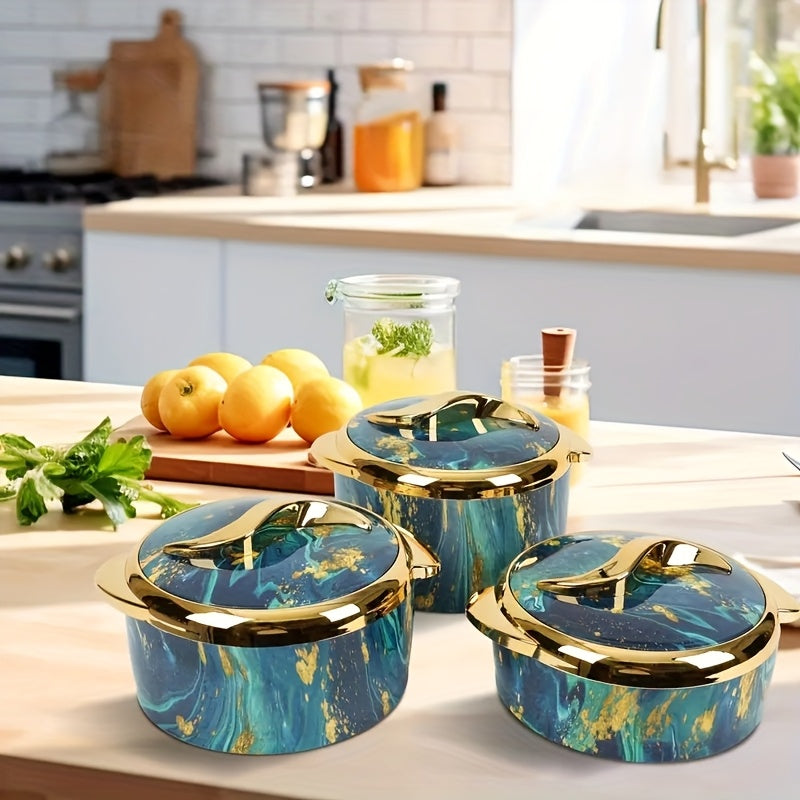 Insulated Thermal Casserole Dish Set with Lids 3-Piece – Stainless Steel Hot & Cold Food Warmer for Buffets, Hot Pot, Family Gatherings & Potlucks – 5 Colors