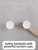 Bathroom Grab Bars Suction Cup No Drill 2-Pack Non-Slip Adjustable Height Shower Handle Safety Rail for Elderly Toilet Fall Prevention Easy Install