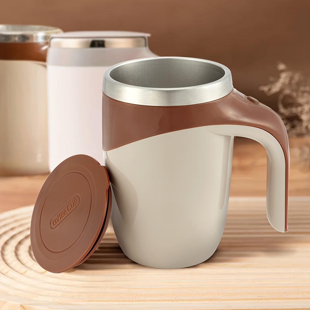 Self Stirring Mug – Electric Magnetic Auto Stirring Coffee Cup in 304 Stainless Steel – Automatic Mix for Coffee, Milk & Protein Shakes – Novelty Gift