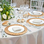 6pcs Natural Rattan Round Placemats 11.8in Heat Resistant Non-Slip Bohemian Wicker Table Mats for Dining Wedding Christmas Thanksgiving