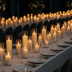 White Pillar Candles with Clear Glass Hurricane Candle Holders – Elegant Cylinder Vases for Wedding Centerpieces, Parties, Home & Office Decor, Table Decorations