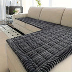Jacquard Couch Cushion Cover 2pcs Set Solid Color Sofa Seat Cover - Soft Thick Plush Non-Slip Machine Washable Pet Friendly for 2 3 4 Seat Sectional Sofa Living Room Bedroom, 4 Colors