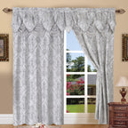 Penelope Jacquard Curtains with Attached Waterfall Valance – 2 Panel Luxury Room Darkening Rod Pocket Curtain Set, 54x84 Inch, Machine Washable for Living Room Bedroom Study Home Office
