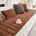 Plush Fleece Sofa Cover Non-Slip Machine Washable Thick Warm Slipcover Seat Cushion Mat for Armchair Couch Swing Bench 1 2 3 4 Seater Living Room Bedroom Office Coffee Grey White