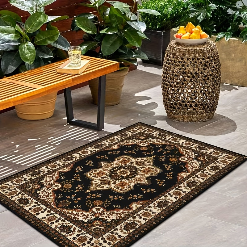 Bohemian Persian Small Area Rug 31"x20" – Soft Rectangular Floor Mat, Machine Washable, Anti-Slip Lining, for Bedroom, Entryway & High-Traffic Areas