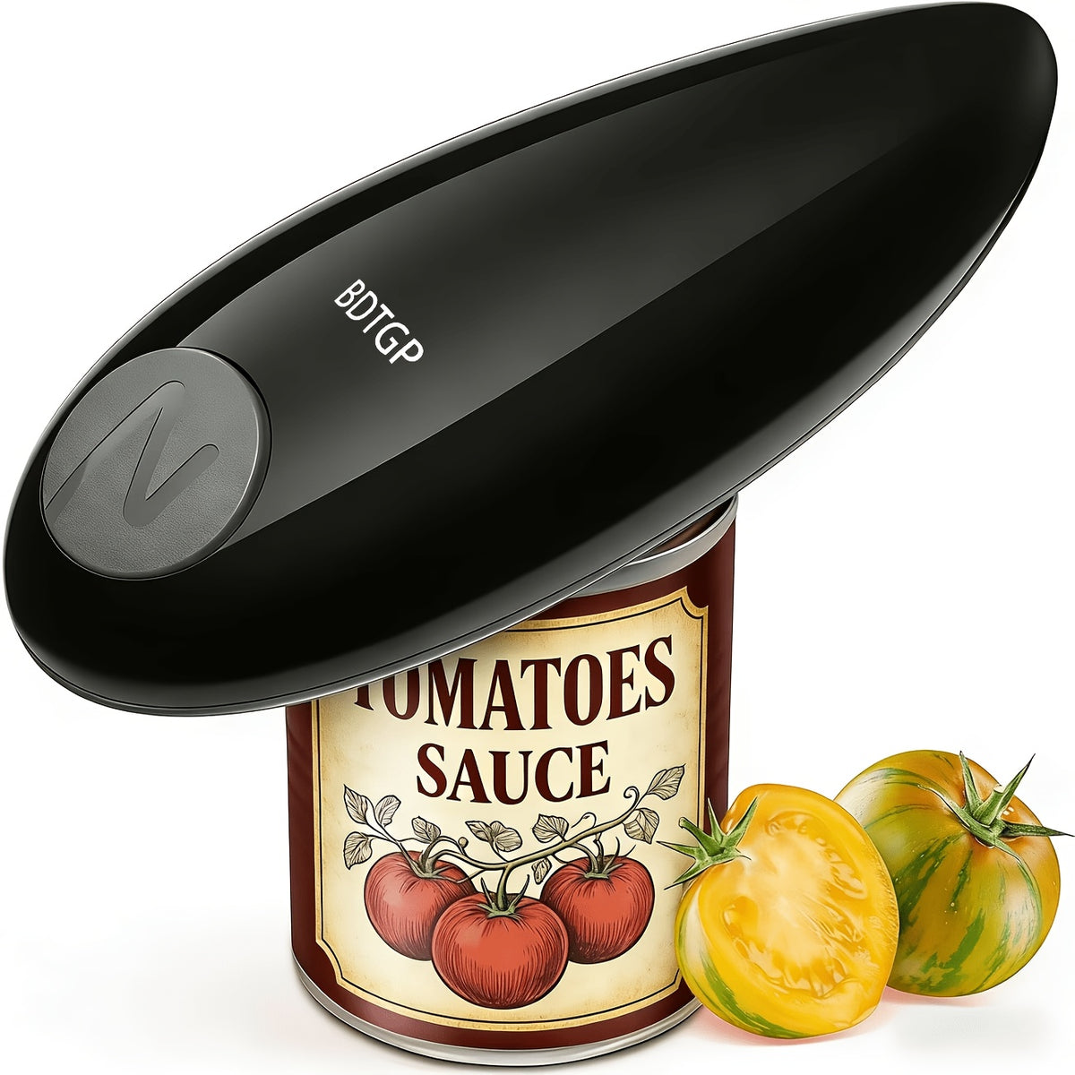 One-Touch Automatic Electric Can Opener – Smooth Edge Safety Can Opener for Arthritis & Elderly, Hands-Free Effortless Operation, Compact Design, No Sharp Edges, Black or Red