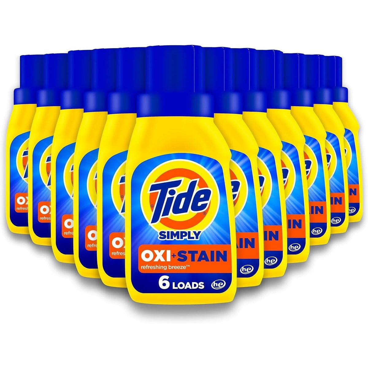 Tide Simply + Oxi Liquid Laundry Detergent Refreshing Breeze 10 fl oz Pack of 12 – OXI Boost Ultra Stain Remover HE Compatible