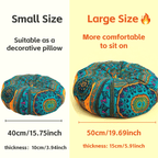 Boho Round Floor Cushion Pillow Thick Filling - Bohemian Decorative Accent Pillow for Sofa Living Room Bedroom, 6 Colors, 2 Sizes