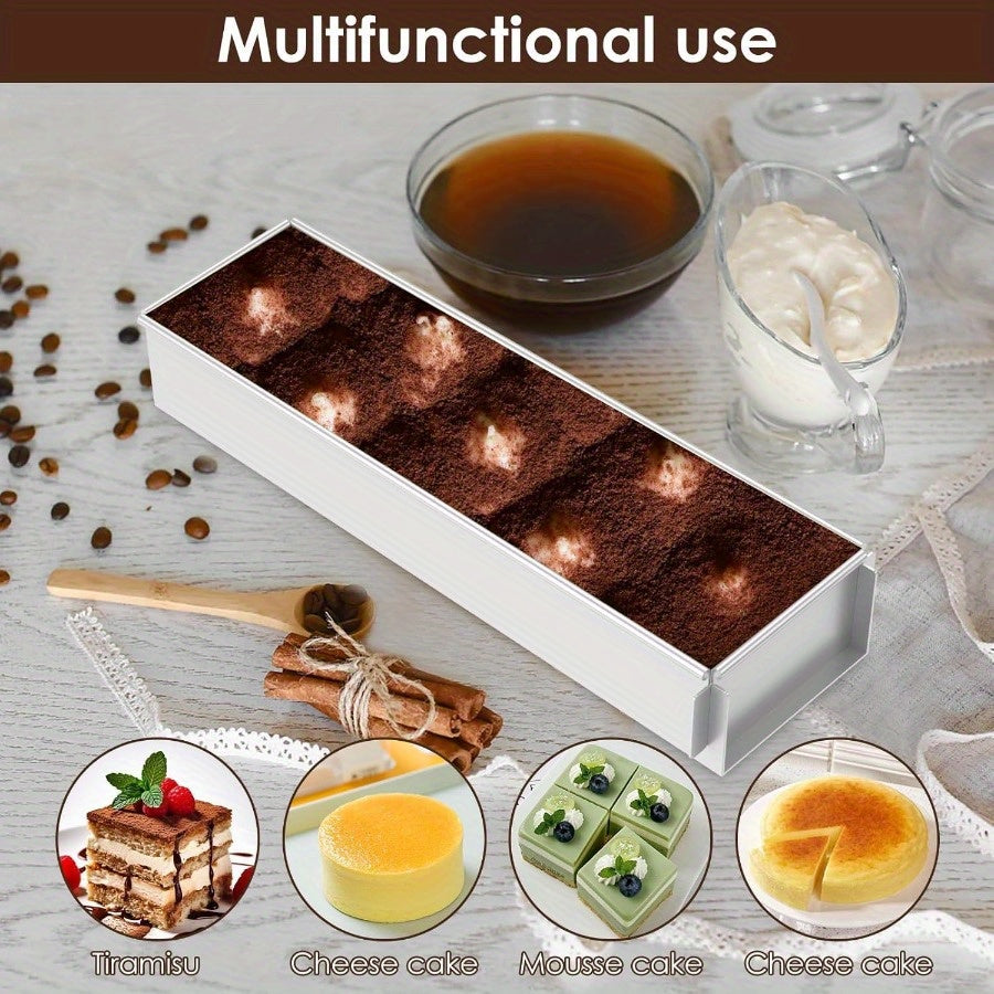 Rectangular Cake Pan Detachable Side Cover Non-Stick Aluminum Alloy – Tiramisu Mold for Cheesecake, Chiffon & Mousse Cake, Reusable Oven-Safe Easy Release Baking Tray Set (1pc or 3pcs)