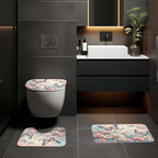 4pcs Flower Butterfly Shower Curtain Set 71x71 Inch with 12 Hooks Anti-Slip Bath Mat Toilet U-Shape Pad & Lid Cover - Complete Bathroom Set | Nuvia Haven