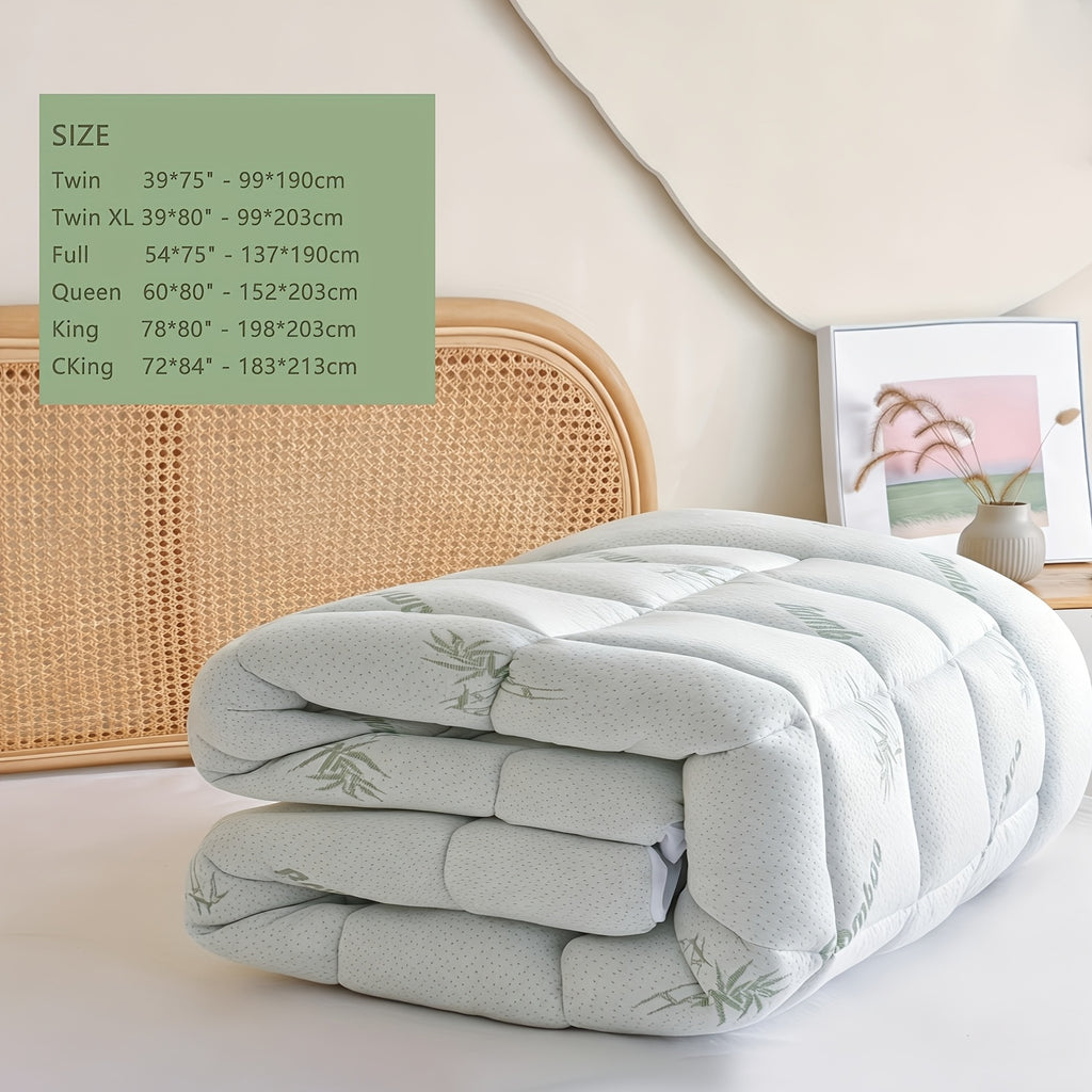 Cooling Bamboo Mattress Topper Pillow Top Mattress Pad Cover with Deep Pocket Fits 8-21 Inch - Breathable Soft Bed Topper Mattress Protector Twin Twin XL Full Queen