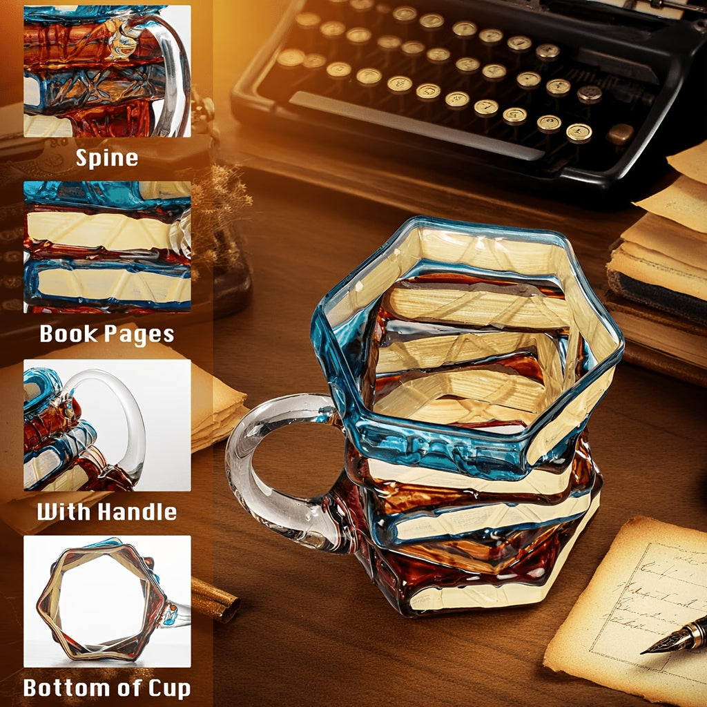 Hand-Painted Book Stack Coffee Mug Stained Glass Art 7oz 14oz Stackable Glass Cup - Novelty Gift for Book Lovers Librarians Women Book Club Literature Enthusiasts | Nuvia Haven