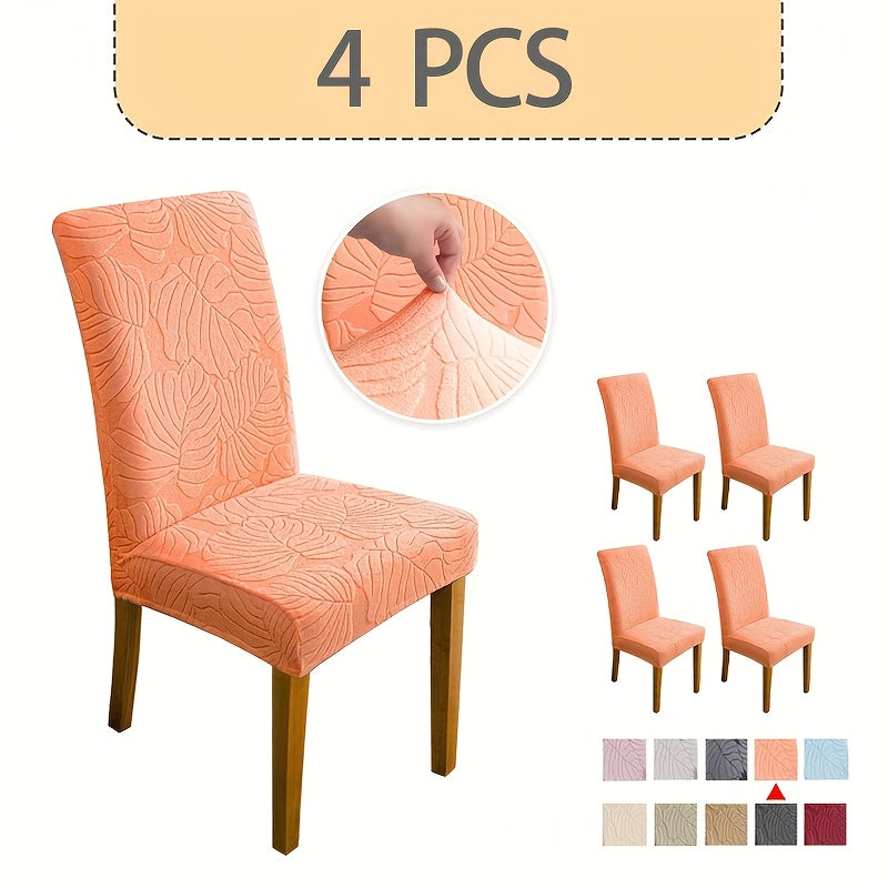 Jacquard Stretch Dining Chair Covers 4/6pcs – Removable Washable Elastic Chair Slipcovers for Dining Room & Kitchen, 10 Colors, Christmas & Holiday Home Decor Chair Protector