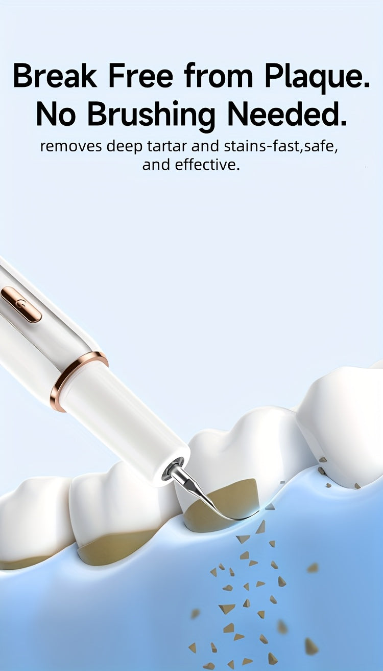 Rechargeable Electric Tooth Cleaner – 5-Speed Dental Plaque Remover with LED Light, USB Charging, Mirror & 2 Replaceable Brush Heads, Teeth Gap Cleaning Tool