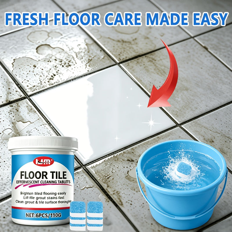 Floor Cleaning Effervescent Tablets 6 Pack – Deep Stain & Oil Remover for Tile, Kitchen, Bathroom & Living Room Floors, Easy-Dissolve Surfactant-Free Floor Care Tablets