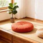 Round Seat Cushion 40x40cm 15cm Thick Firm Futon Meditation Mat Removable Linen Cover Chair Pad for Office Dining Chair Home Decor All Seasons Christmas