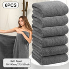 Oversized Striped Bath Towel Set – Absorbent Quick-Dry Adult Bath Towels for Spa, Hotel & Home | Available as Single or 6-Piece Set | Multiple Colors