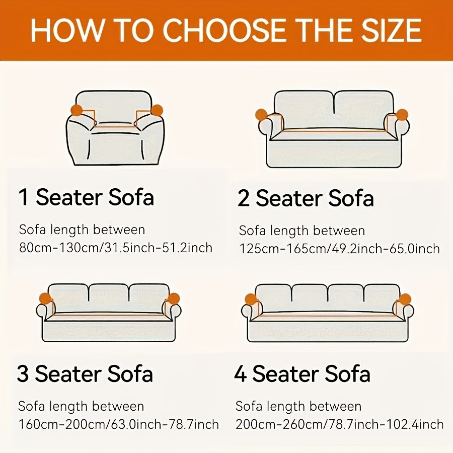 Jacquard Elastic Sofa Cover – Modern Artistic Slip-Resistant Couch Slipcover | All-Season Polar Fleece Furniture Protector for Living Room, Office & Bedroom | Includes Free Pillow Cover | 1-4 Seater