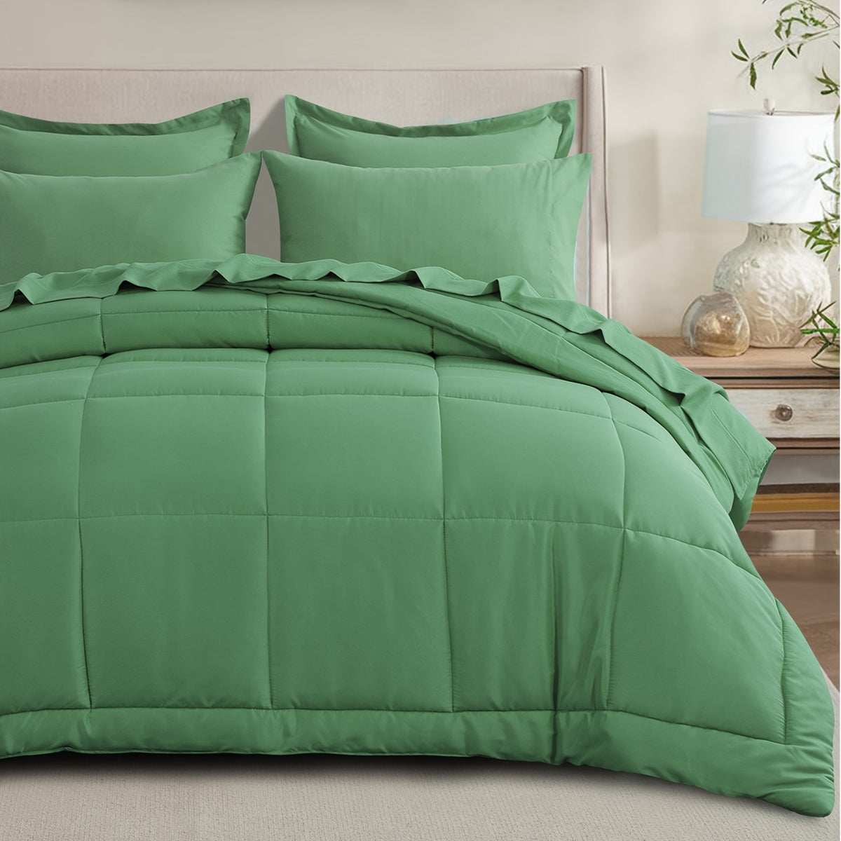Bed in a Bag Queen 7 Piece Fluffy Comforter Set – Ultra-Soft Microfiber Bedding with Comforter, Fitted Sheet, Flat Sheet & 4 Pillowcases, Hypoallergenic Breathable All Season Bedding Gift for Her