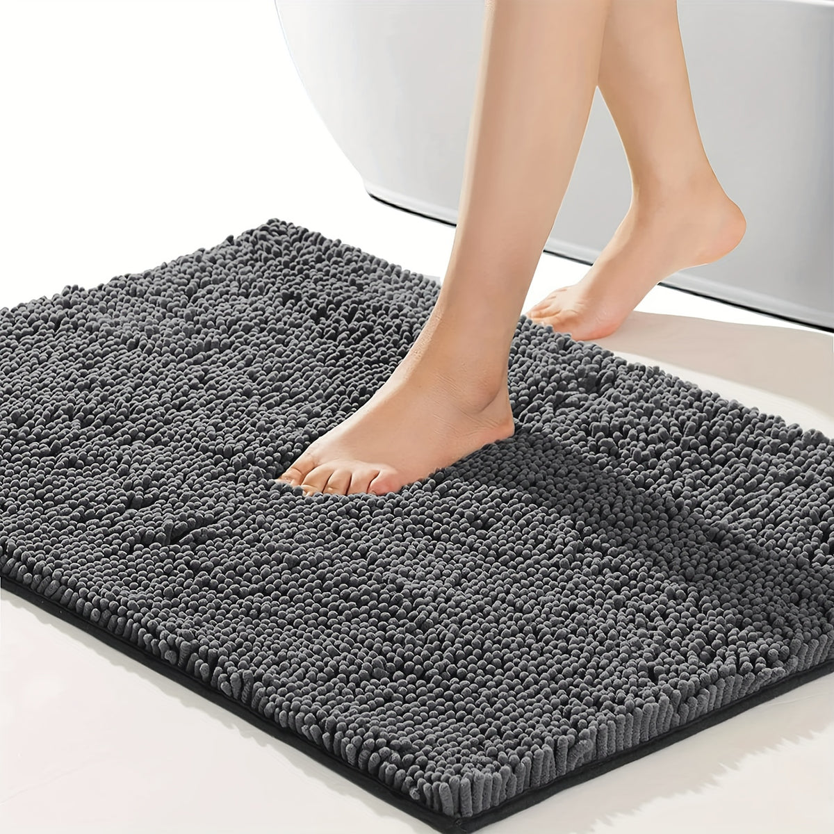Chenille Bathroom Rug Extra Soft Absorbent Bath Mats for Bathroom Floor – Non-Slip, Water Absorbent, Machine Washable Bath Mat