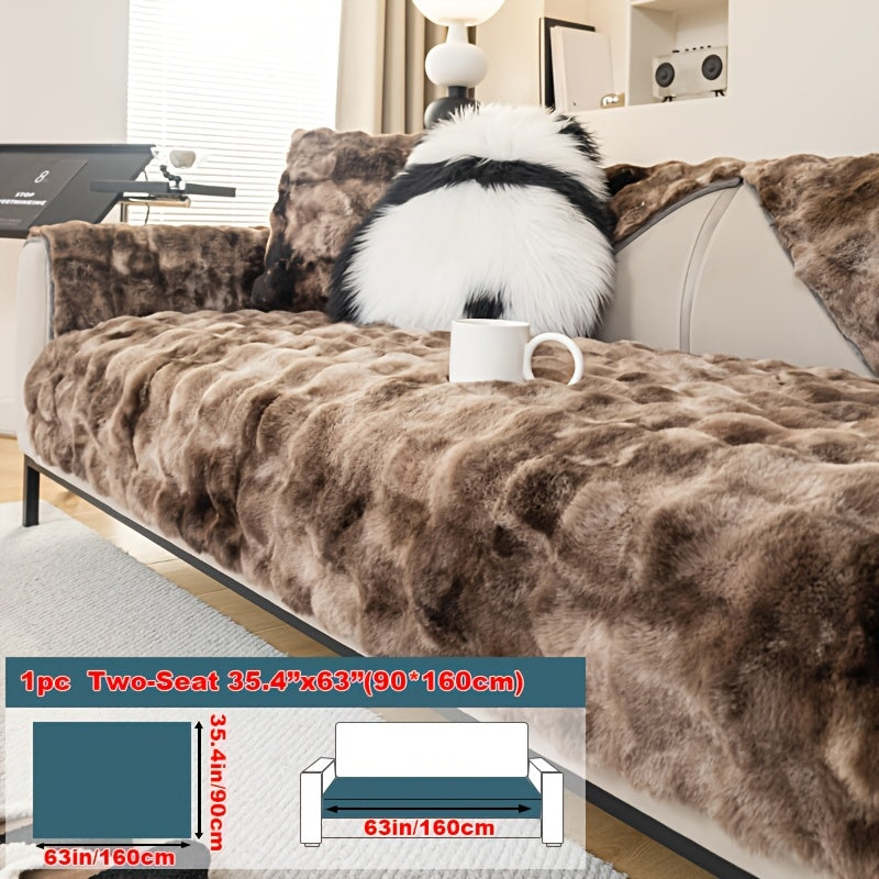 Plush Gradient Velvet Sofa Cover 450-500gsm Super Soft Warm Winter Pet Friendly Non-Slip Machine Washable Modern Style 1 2 3 4 Seater Living Room Couch Protector
