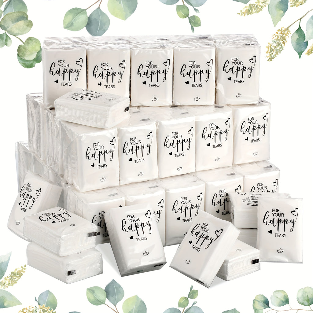 Happy Tears Tissues 100 Pack Mini Pocket Size 3-Ply Facial Tissues Bulk Wedding Favors Party Supplies Graduation Ceremony Guest Welcome Bags Travel Size Tissues for Purse Car Luggage Everyday Use