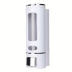 Wall-Mounted Soap Dispenser, 13.53oz Large Capacity Manual Press – No-Drill Adhesive Mount, for Shampoo, Shower Gel & Liquid Cosmetics, Black / White / Gold