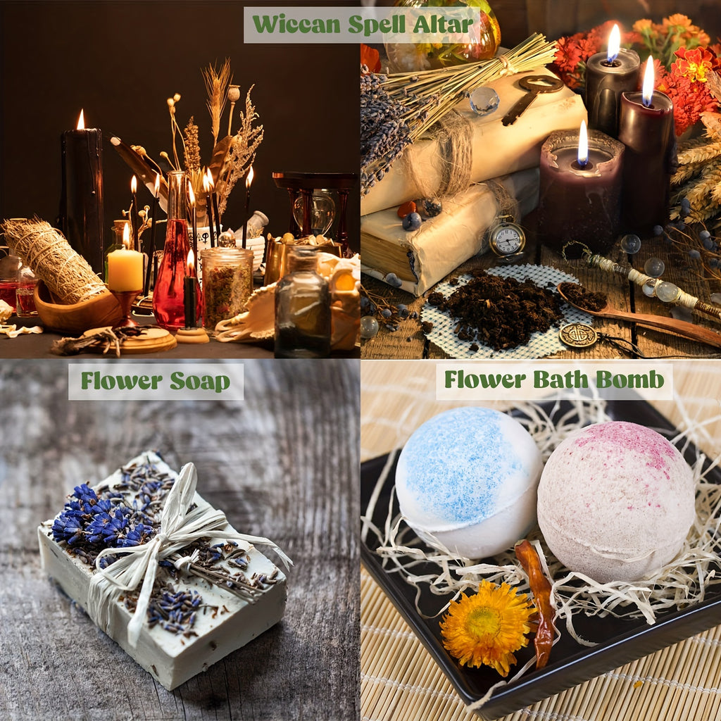 Dried Herbs Kit 30 Packs for Wicca Pagan Rituals Altar Supplies Magic Spells Witchcraft Supplies with Metal Spoon Witch Beginners Herb Set Halloween Spiritual Gift