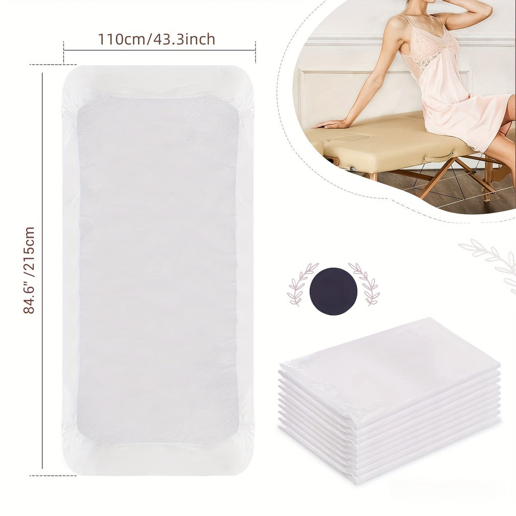 Disposable Massage Table Fitted Sheets Set of 5, Non-Woven Breathable 84.6" x 43.3" Single-Use Bed Covers for Beauty Salons, Spas & Skincare Treatments